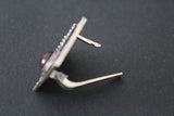 Earrings ring Set square Silver 925 lab garnet Armenian Spirit