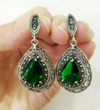 Silver 925 earring green topaz