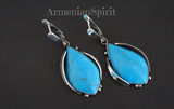 Silver 925 Jewelry set ring earrings turquoise gemstone artisan