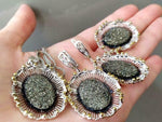 Silver 925 big earrings gold plated Pyrite