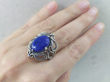 Silver 925 Earrings Ring lapis lazuli