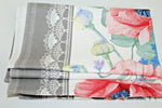 Table runner 100% cotton Gray pink poppies