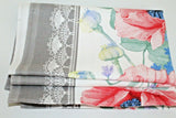 Table runner 100% cotton Gray pink poppies