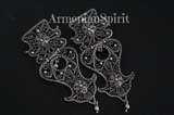 Extra long earrings till shoulder made of sterling silver 925. The pattern is filigree made by hand. This beautiful Armenian earrings will match also with Armenian national taraz clothing.