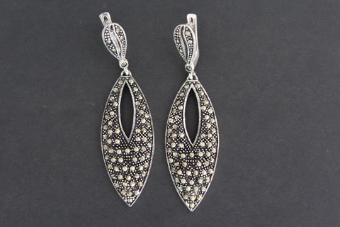 Long earrings silver 925 Marcasite