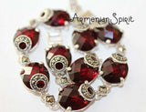 Unleash your daring spirit with our Sterling Silver 925 Burgundy Armenian Spirit Bracelet! Customize the length to fit your bold lifestyle. Made of premium quality silver, this bracelet is perfect for any adventure. Own your unique style and elevate your look with this statement piece.