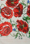 Table cloth 100% cotton Beige red poppies