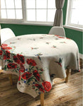 Table cloth 100% cotton Beige red poppies