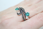 Ring women Sterling silver 925 Green stones