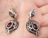 Pomegranate earrings silver 925 red garnet