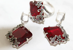 Earrings Sterling Silver 925 Red lab topaz