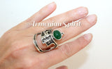 Set earrings ring jade Sterling silver 925