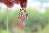 Embrace your heritage with the Cross Sterling Silver 925 Armenian Spirit. This traditional Armenian delicate cross-charm is perfect for both men and women, adding a touch of culture and style to any outfit. Show off your pride with this unique piece.