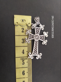 Discover the beauty of Armenian spirit with the Cross Sterling silver 925. Made from quality silver near a yellow ruler showing 4 cm cross length. The cross is eight pointed and has eternity flower symbol in the middle.