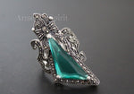 The emerald and marcasite combination is stunning, and the delicate bow detail adds such a charming touch to this large green ring in Midevial style. For those who have super sensitive skin and was thrilled to find these are so lightweight and comfortable to wear all day. The perfect size – big enough to make a statement, but not so long they feel cumbersome. Highly recommend to buy on etsy ebay and our Armenian Spirit jewelry website.