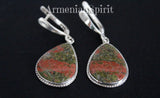 Earrings unakite jasper Sterling silver 925