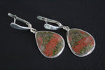 Earrings unakite jasper Sterling silver 925