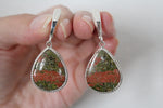 Earrings unakite jasper Sterling silver 925