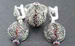 SET Sterling Silver earrings 925 Pomegranate