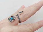 Ring adjustable Sterling silver 925 blue lab turquoise stone