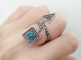 Ring adjustable Sterling silver 925 blue lab turquoise stone