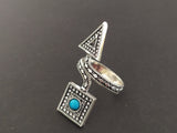 Ring adjustable Sterling silver 925 blue lab turquoise stone