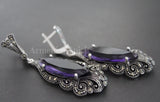 Earrings ring Sterling silver 925 Purple topaz Armenian Spirit