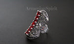 Earrings ring red topaz Silver 925 Marcasite Armenian Spirit