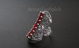 Earrings ring red topaz Silver 925 Marcasite Armenian Spirit