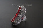 Ring red topaz Silver 925 Marcasite