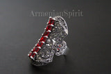 Ring red topaz Silver 925 Marcasite