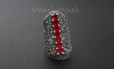 Earrings ring red topaz Silver 925 Marcasite Armenian Spirit