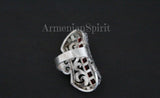 Earrings ring red topaz Silver 925 Marcasite Armenian Spirit