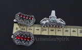 Earrings ring red topaz Silver 925 Marcasite Armenian Spirit