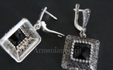 Earrings Black topaz Sterling silver 925 Armenian Spirit