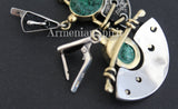 Earrings Ring silver 925 Gold Malachite Armenian Spirit