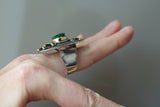 Earrings Ring silver 925 Gold Malachite Armenian Spirit