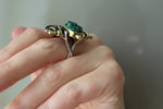 Earrings Ring silver 925 Gold Malachite Armenian Spirit