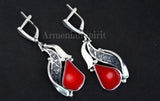 Sterling Silver 925 Earrings bamboo coral