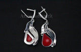 Sterling Silver 925 Earrings bamboo coral