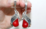 Sterling Silver 925 Earrings bamboo coral