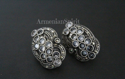 Earrings white zircon Sterling silver 925