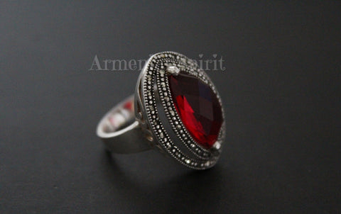 Sterling silver 925 Ring red stone