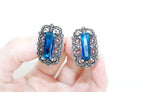 Earrings blue topaz Sterling silver 925 Armenian Spirit