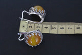 Silver 925 Earrings Ring Yellow agate