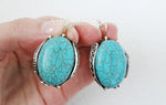 Earrings silver 925 jewelry blue turquoise Armenian Spirit