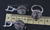 Silver 925 ring earrings Pomegranate
