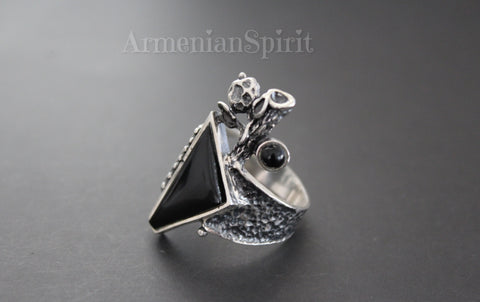 Ring onyx black Sterling silver 925