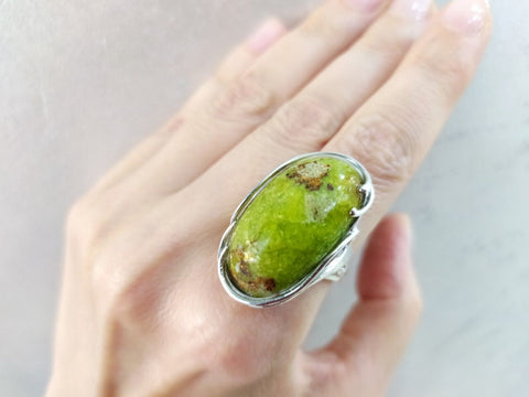 Ring Silver 925 salad green agate