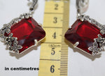 Earrings Sterling Silver 925 Red lab topaz